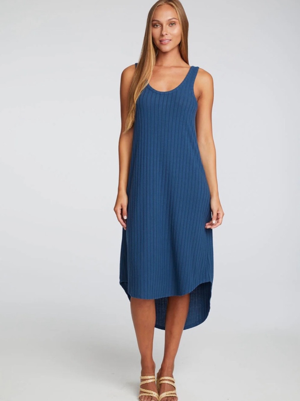 Chaser Blue Ribbed High-Low Tank Dress - Picture 2 of 4